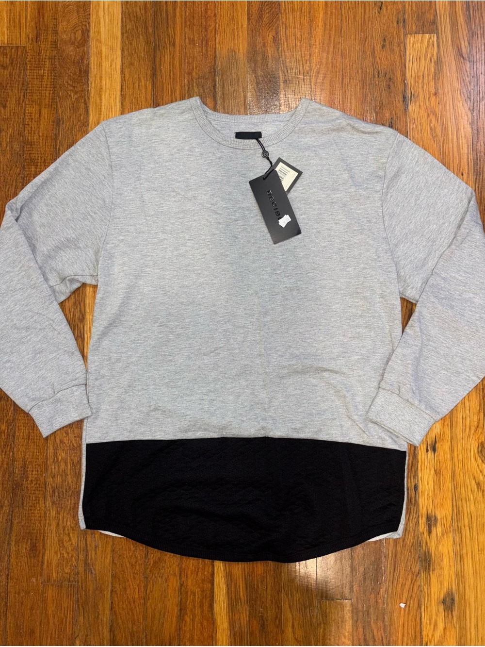 Men's Two-Tone Crewneck Sweatshirt - Gray with Black Hem